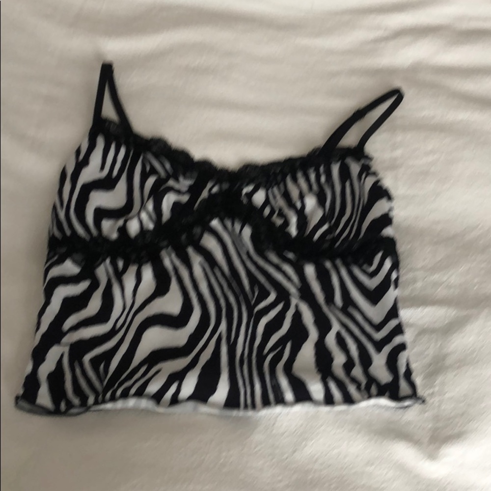 Y2k Zebra Print Lace Cami Shein